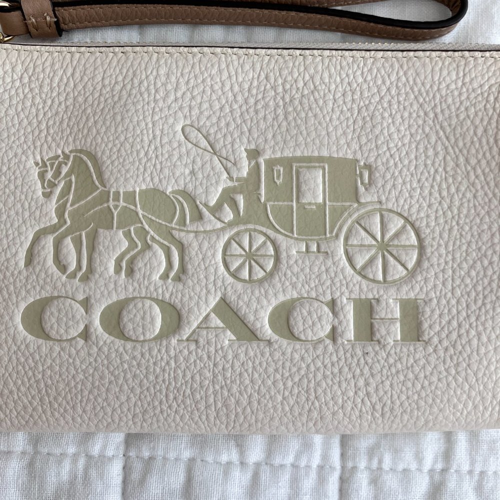 Coach Jes Corner Zip Wristlet Pouch Leather Horse & Carriage - Picture 3 of 7